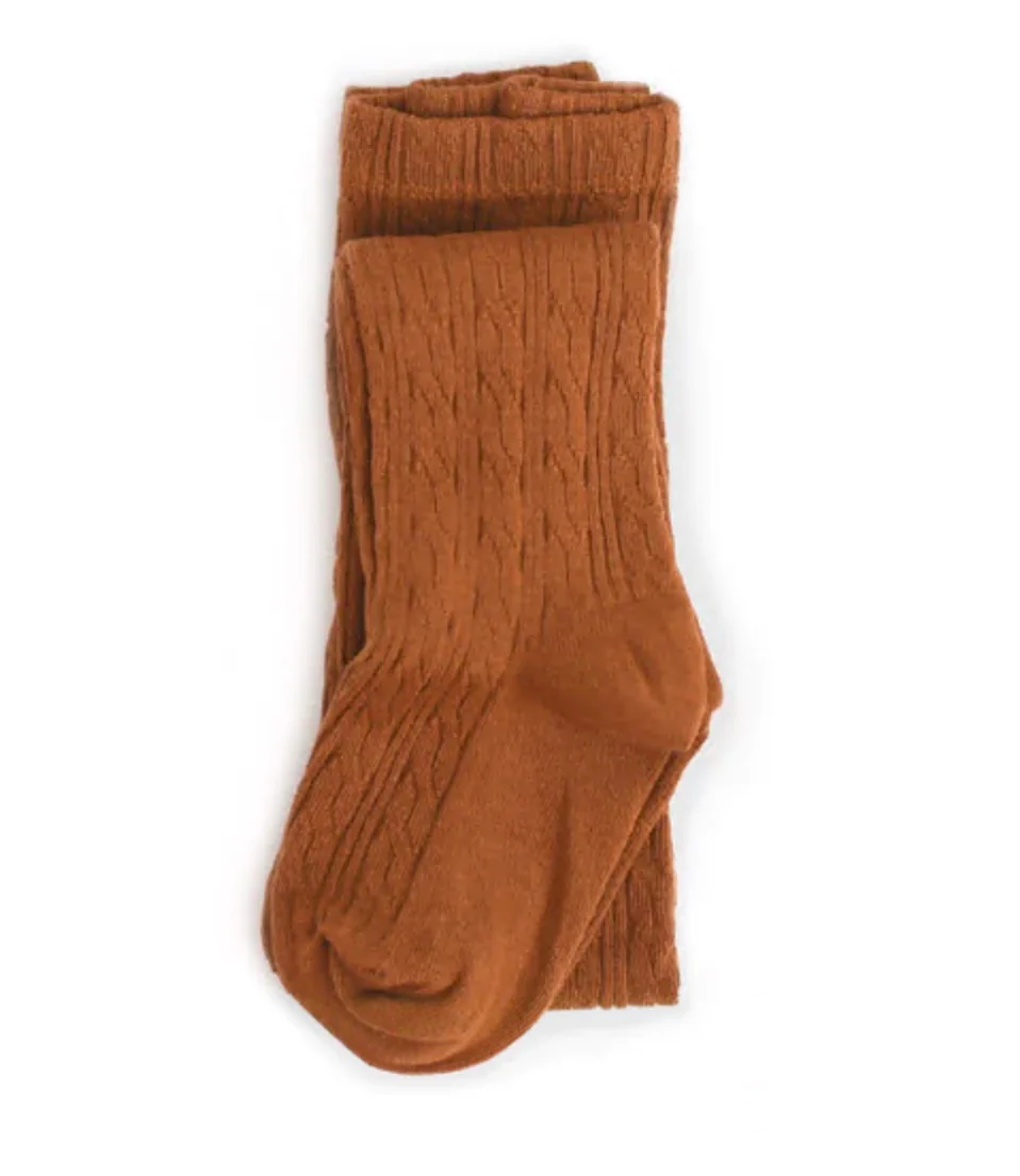 The Little Stocking Co - Cable Knit Tights - Sugar Almond - Image 6