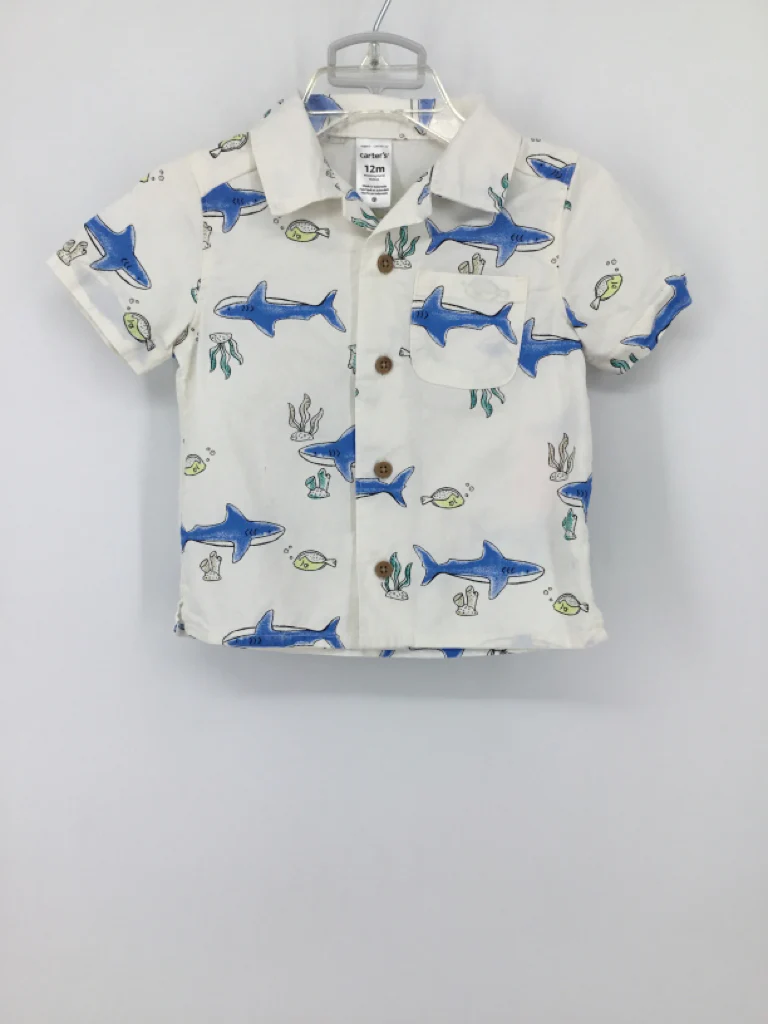 Carter's Child Size 12 Months White Sharks Outfit - boys