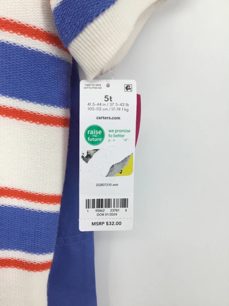 Carter's Child Size 5 Toddler Blue Stripe Outfit - boys - Image 2