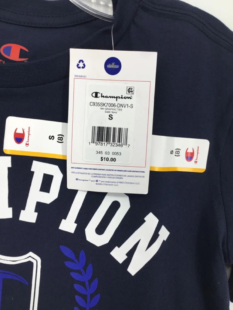 Champion Child Size 8 Navy screen printed T-shirt - boys - Image 2