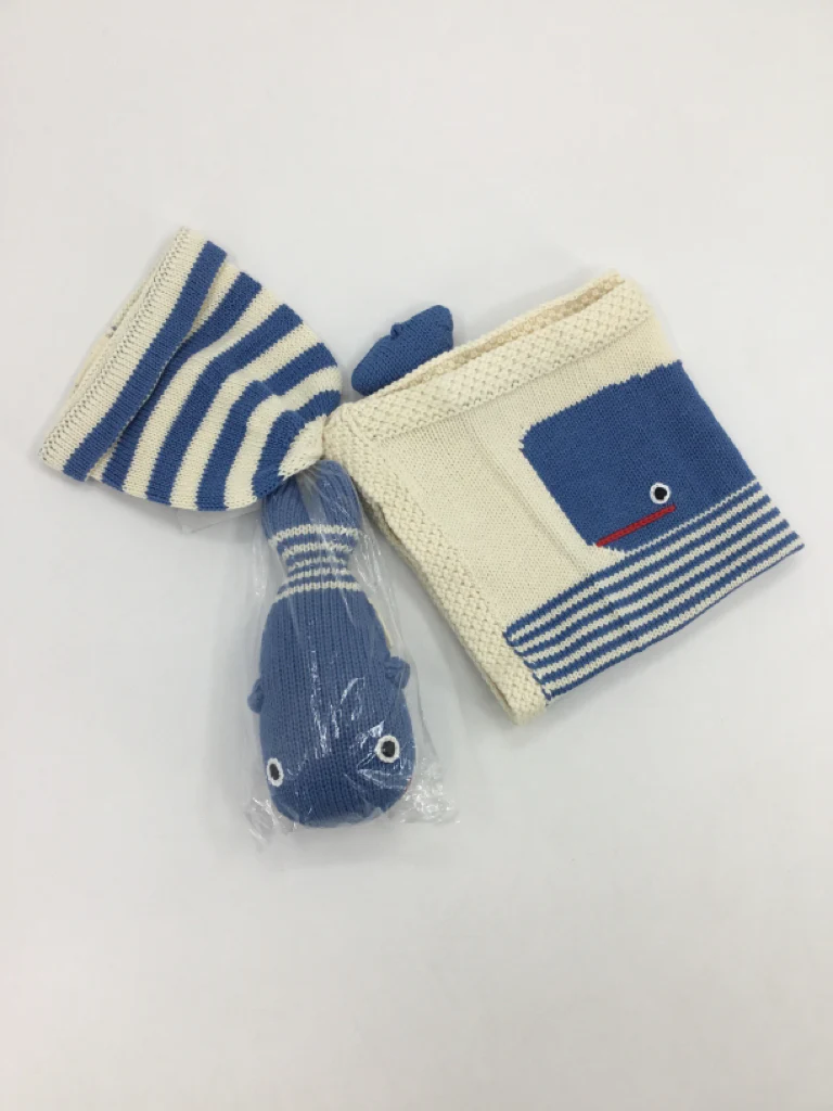 Estella Organic Baby Gift Set - Handmade Lovey Blanket, Rattle Toy & Hat