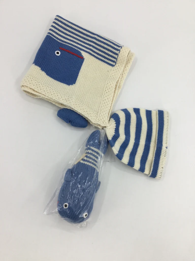 Estella Organic Baby Gift Set - Handmade Lovey Blanket, Rattle Toy & Hat
