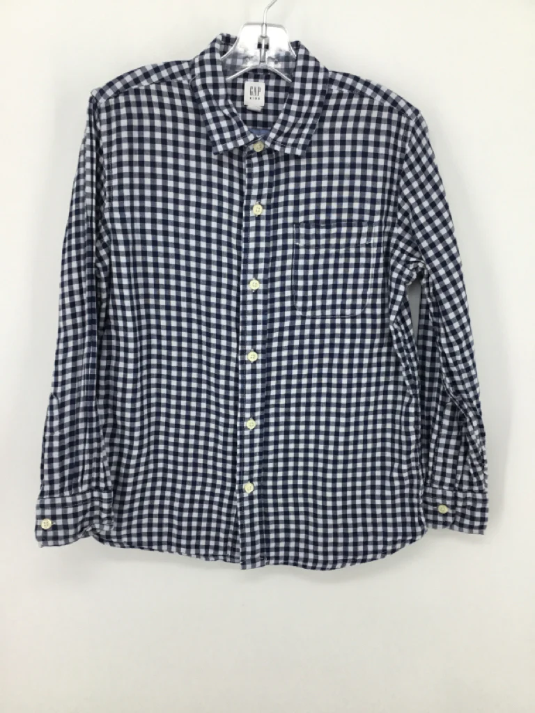 Gap Kids Child Size 10 Navy Gingham Shirt - boys