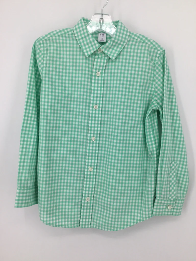 Gap Kids Child Size 8 Green Gingham Shirt - boys