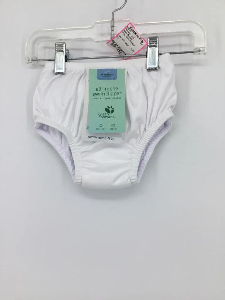 Green Sprouts Child Size 24 Months White Solid Swimwear - boys