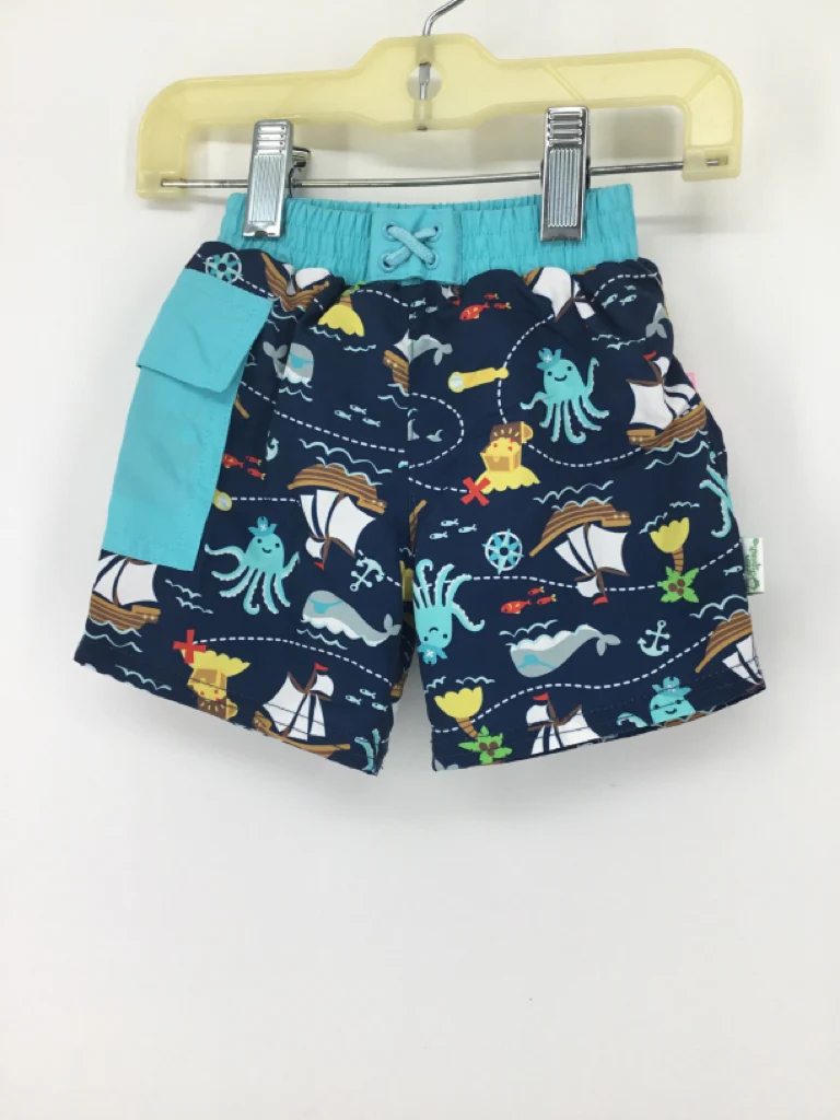 Green Sprouts Child Size 6 Months Blue Print Swimwear - boys