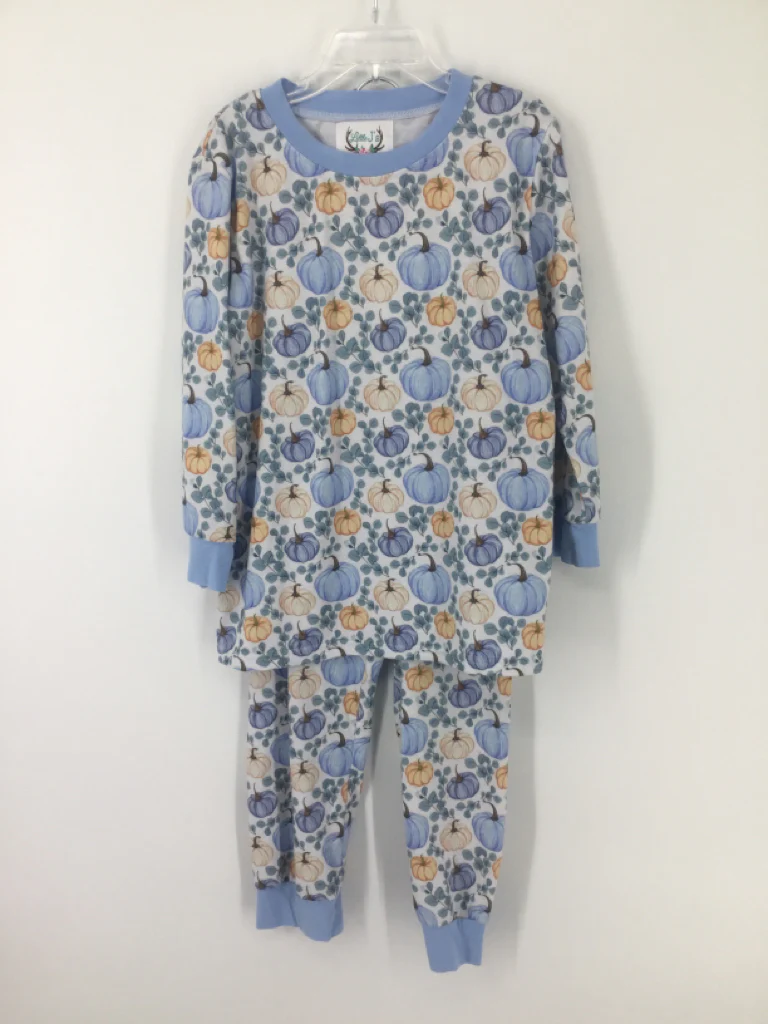 Little J's Smocks Child Size 6 Blue Thanksgiving Pajamas