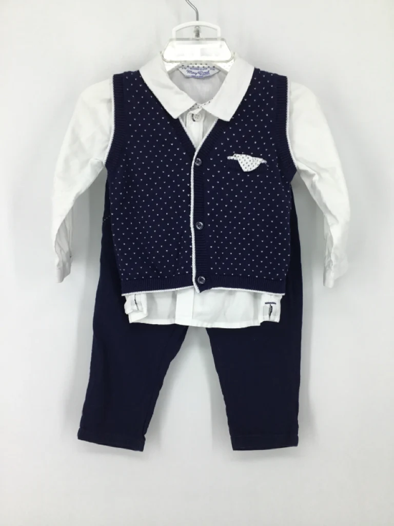 Mayoral Child Size 6-9 Months Navy Polka Dot Outfit - boys