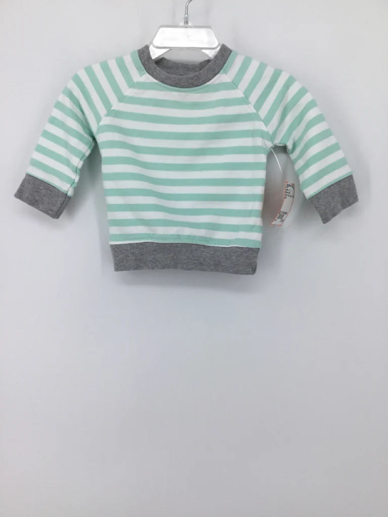 Monica + Andy Child Size 0-3 Months Green Stripe Sweatshirt - boys