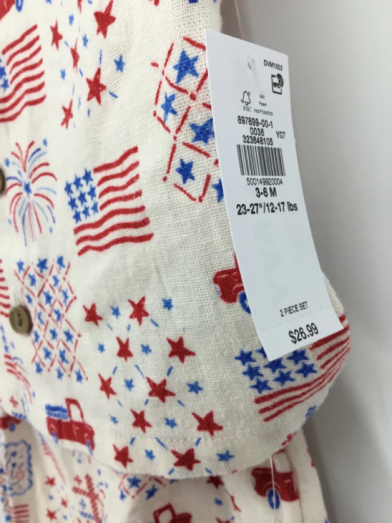 Old Navy Child Size 3-6 Months White Stars & Stripes Outfit - Image 2