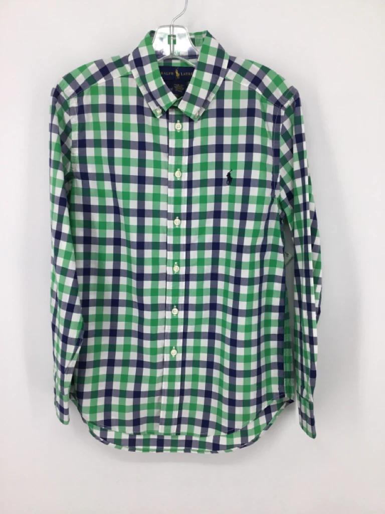 Ralph Lauren Child Size 10 Green Gingham Shirt - boys