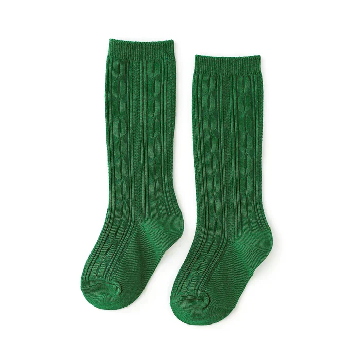 The Little Stocking Co - Cable Knit Tights - Eden Green