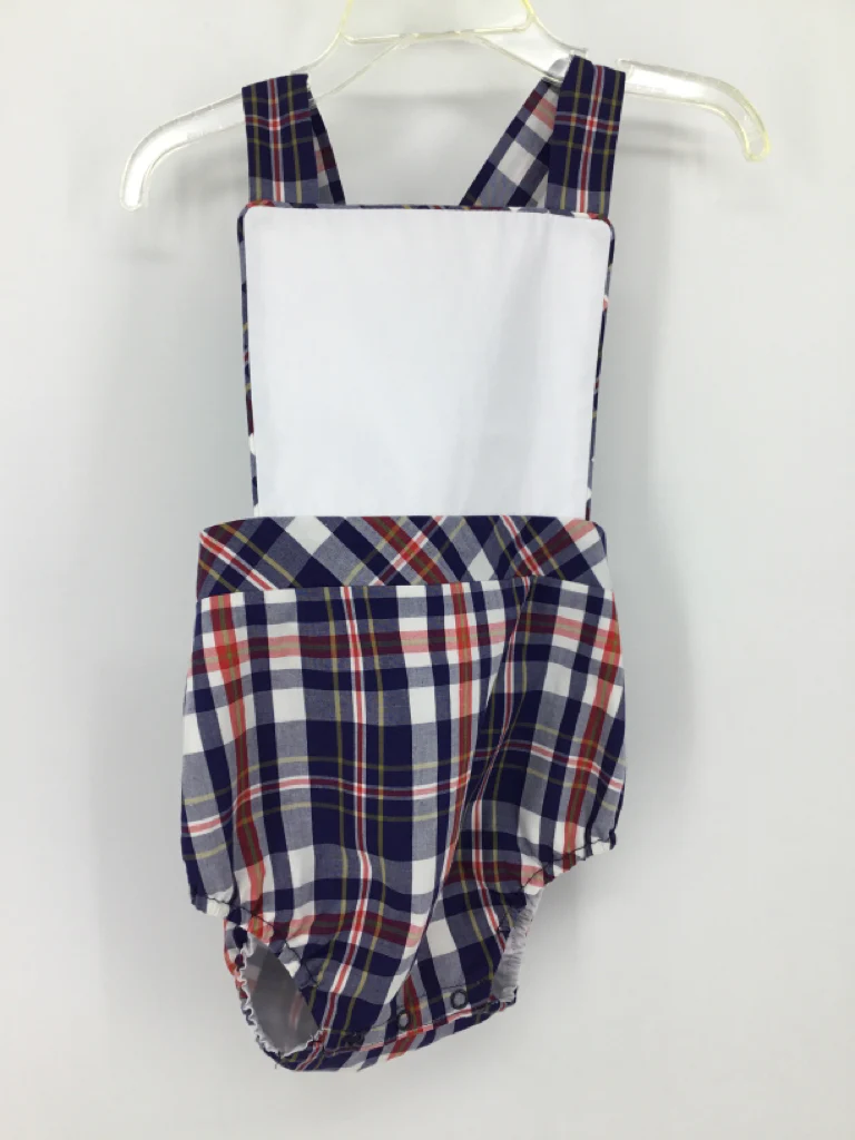 The Beaufort Bonnet Co Child Size 18-24 Months Navy Plaid Outfit - boys