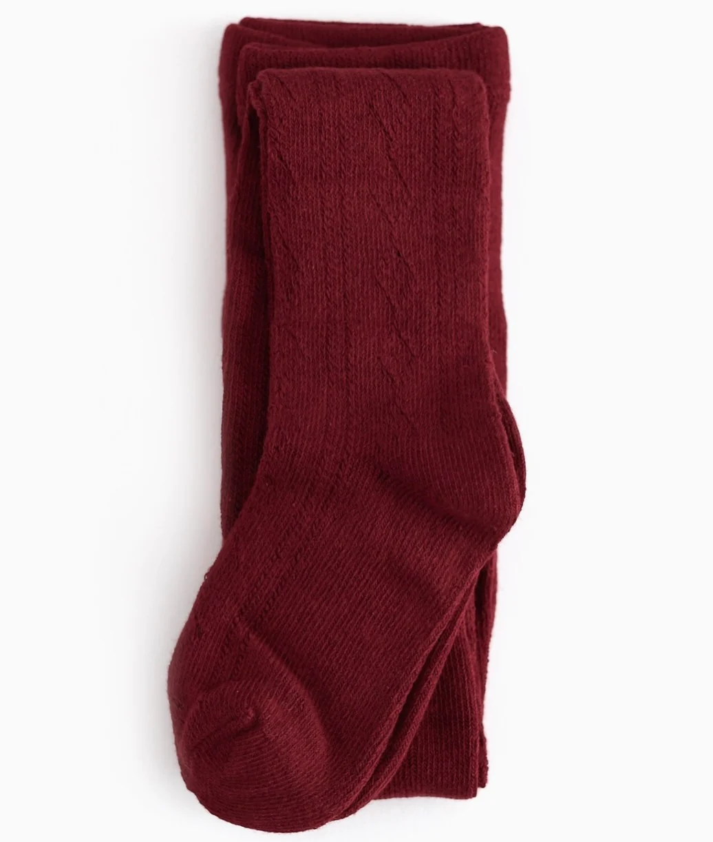 The Little Stocking Co - Fancy Knit Tights (Crimson)